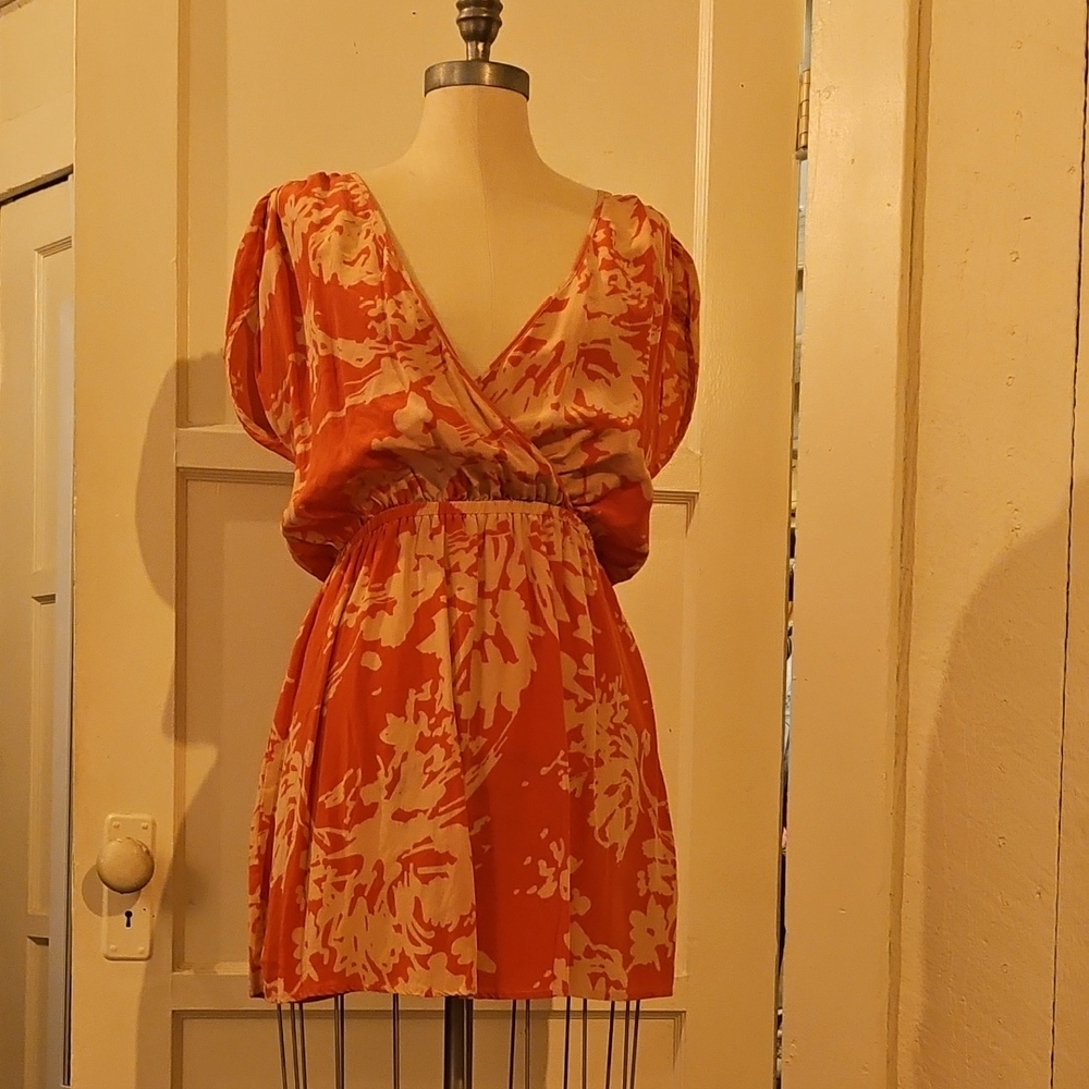 Kimchi Blue Orange and Cream Mini Dress